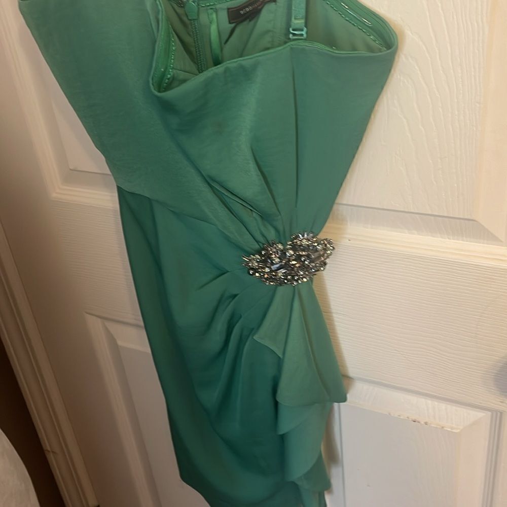 BCBG MaxAzria Kelly Dress silver broche strapless EUC size 4 - Picture 3 of 10